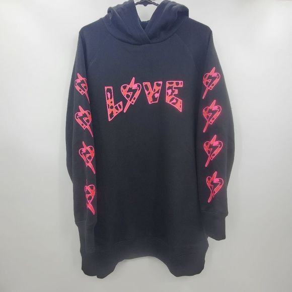 Torrid Tunic Cozy Hoodie Fleece Love Leopard Bolt Size 1X - Picture 5 of 17